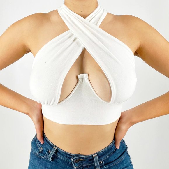 (NWT) Bustier Crop Top - White - Picture 1 of 3
